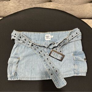 Princess Polly Iconic Belted Denim Cargo Mini Skirt